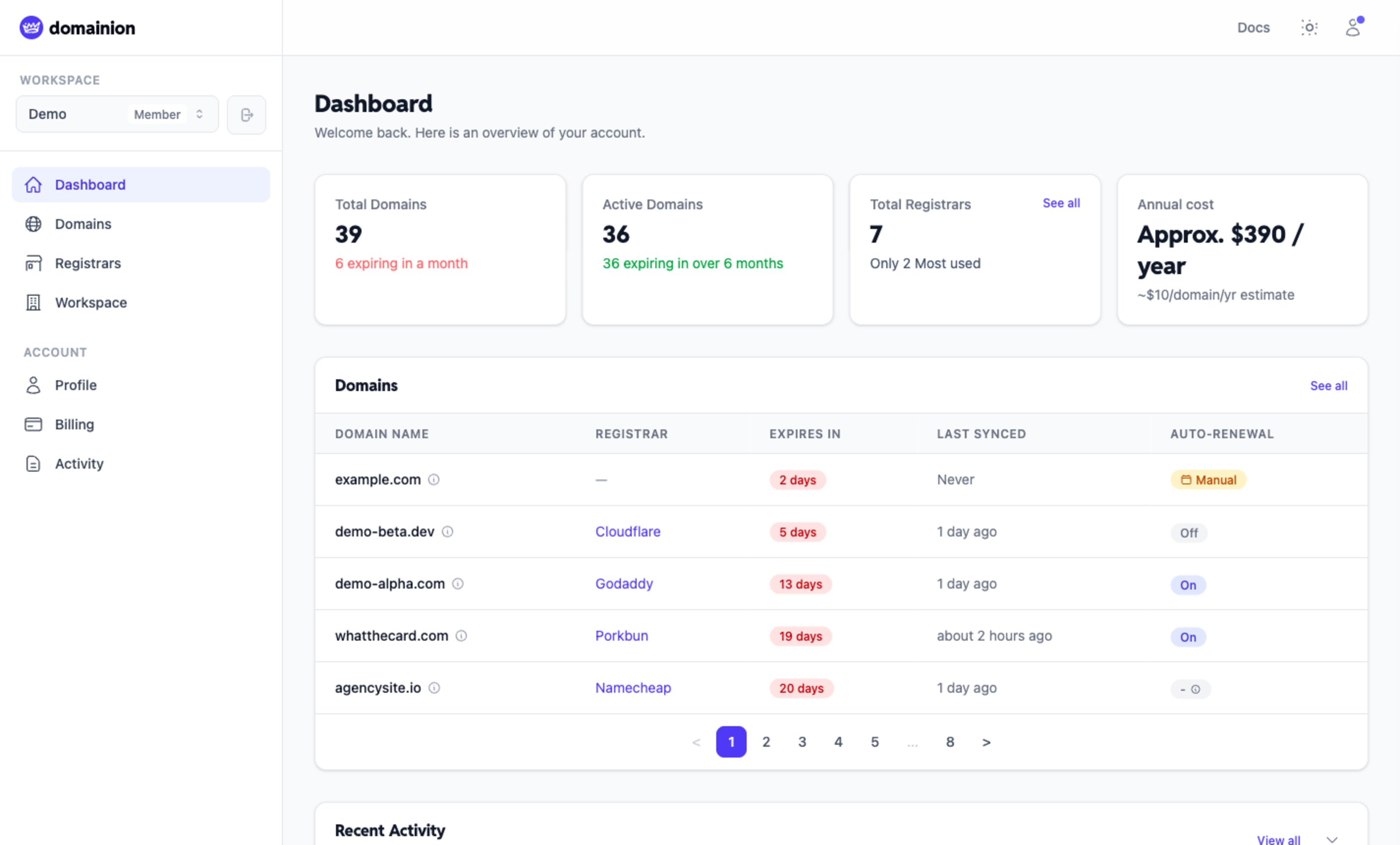 domainion.app dashboard